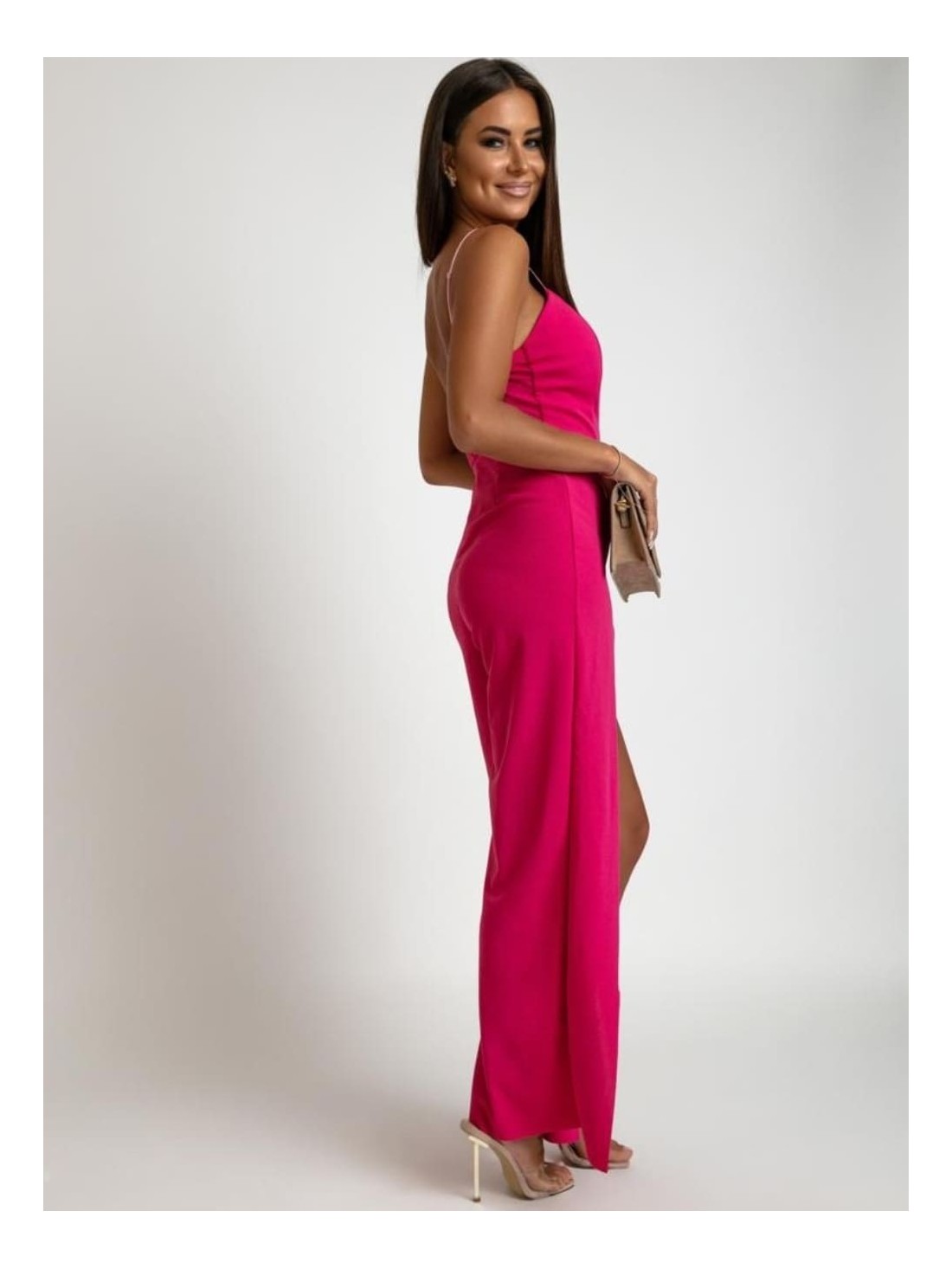 Summer jumpsuit with slits, dark pink AZR6987